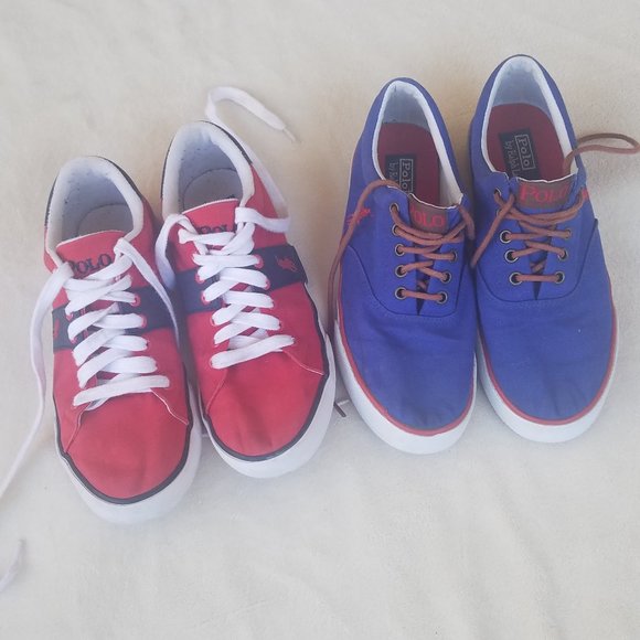 2 Pair Polo by Ralph Lauren Mens Sneakers Size 9D